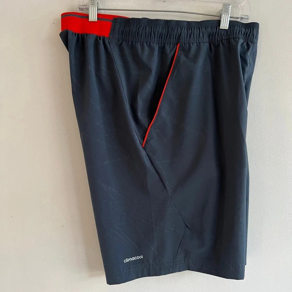 Adidas Gray Red Climalite Athletic Shorts M